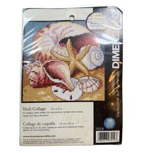 Dimensions Needlepoint Kit 5x5 Beach Shell Collage Starfish 7219 New